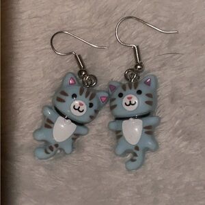 Cute Blue Cat Earrings